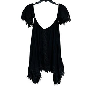 Black Off-Shoulder L & B Top Size Small With Black Lace Detail